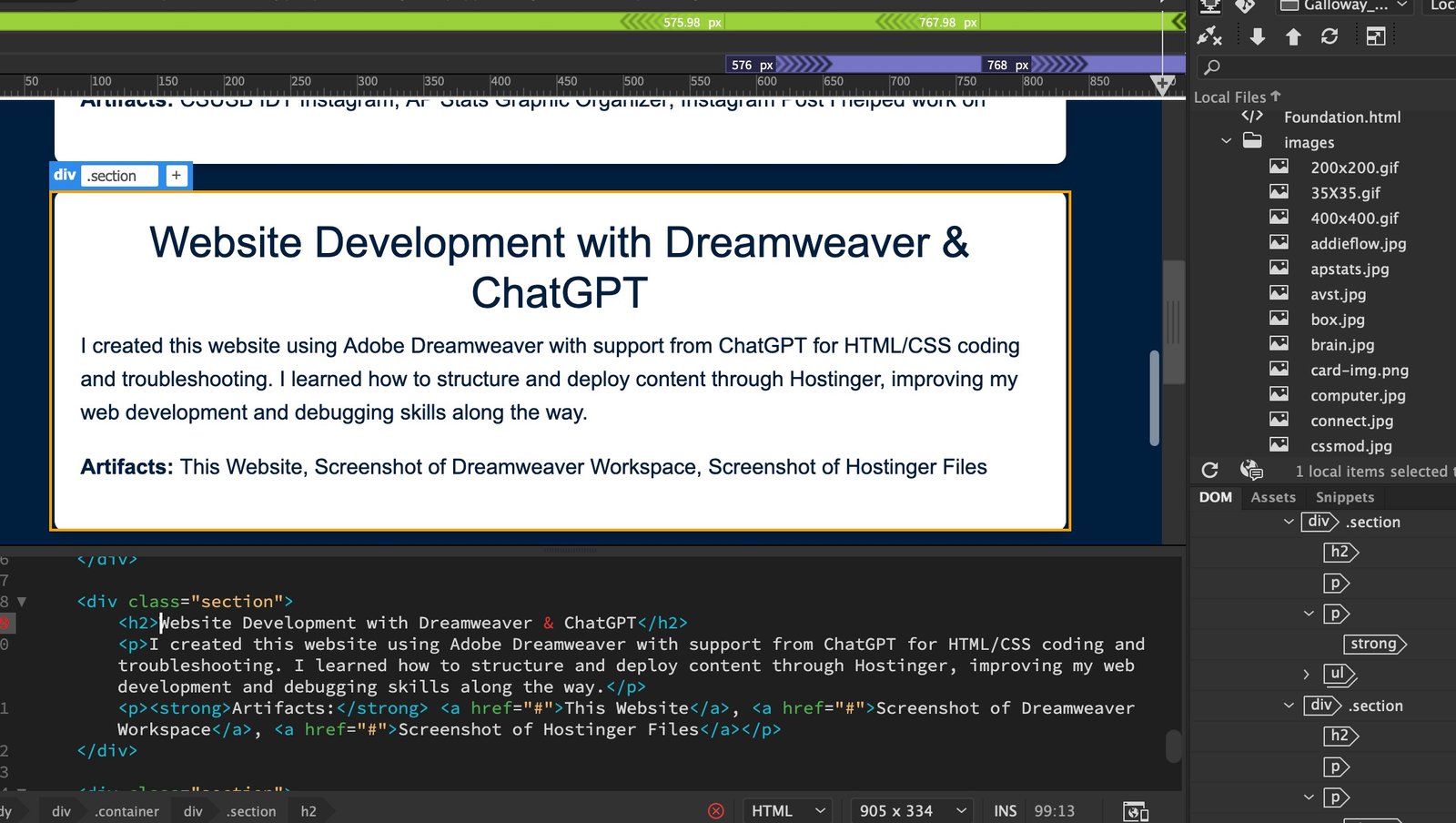 Dreamweaver code